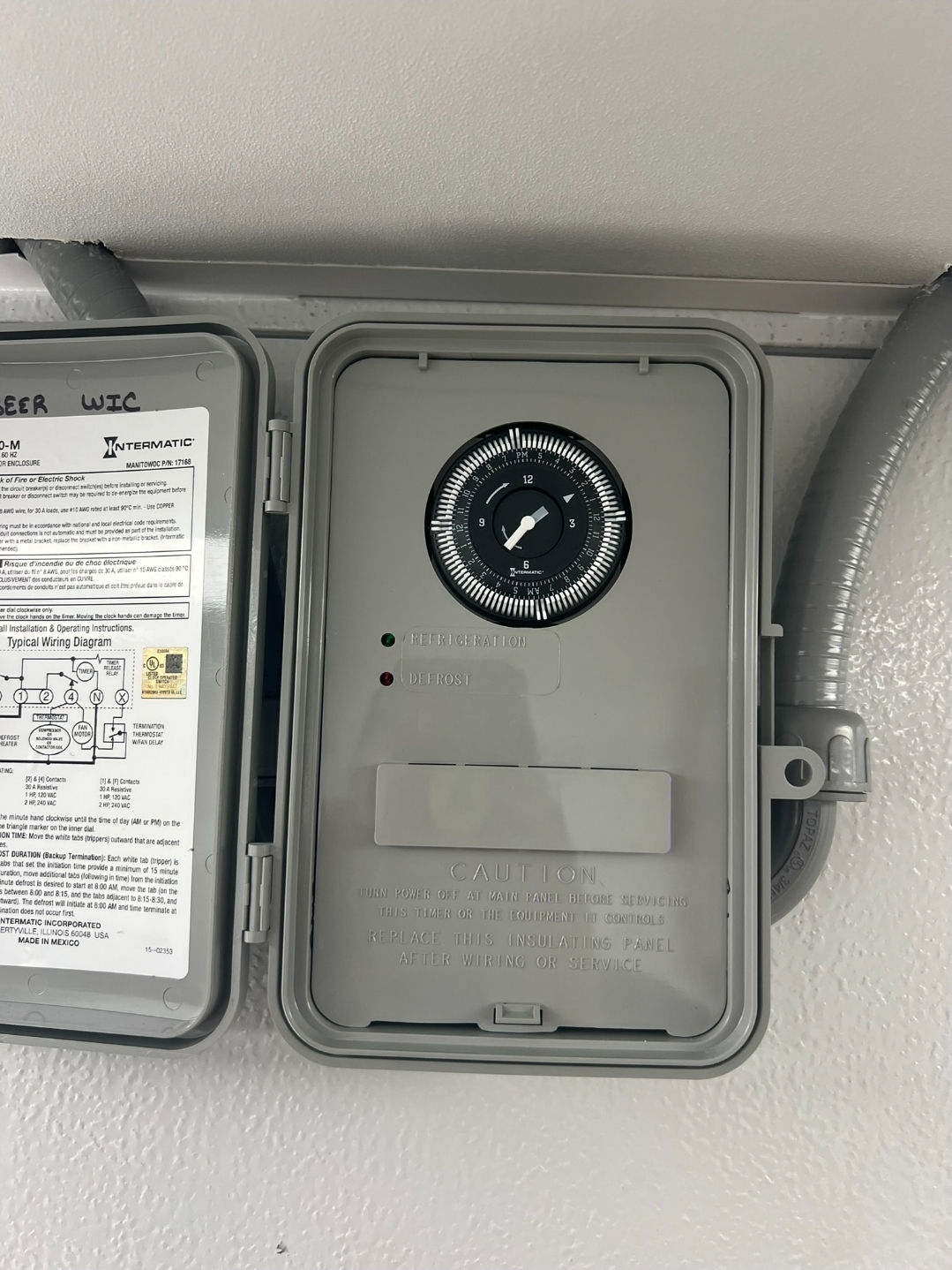 Refrigeration control panel and timer system service