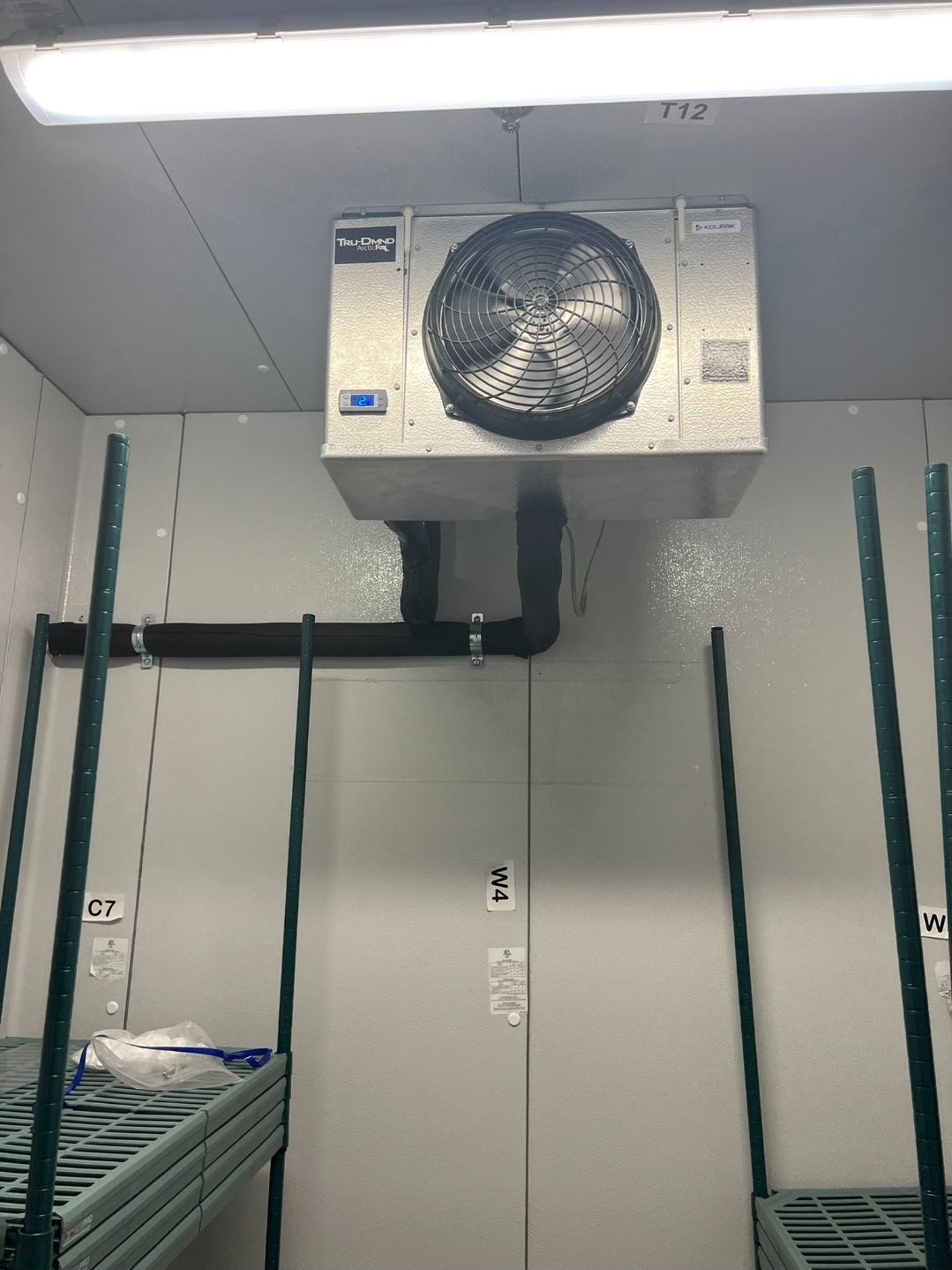 Walk-in cooler evaporator unit installation